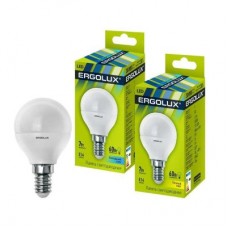 Лампа светодиодная LED-G45-7W-E14-3000K 172-265В Шар Ergolux 12142