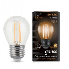 Лампа светодиодная LED 5Вт 230в,E27 Filament теплый шар Gauss