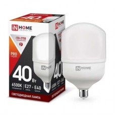 Лампа светодиодная LED-HP-PRO 40Вт 230В 6500К E27 3600лм с адаптером IN HOME 4690612031101