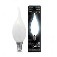 Лампа светодиодная LED 5Вт 230в,E14 Filament OPAL белый,свеча на ветру Gauss