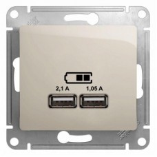 Механизм розетки USB 1-м СП Glossa 5В/2100мА 2х5В/1050мА молоч. SchE GSL000933