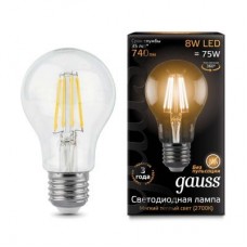 Лампа светодиодная LED 8вт,230в,Е27,FILAMENT,теплый Gauss