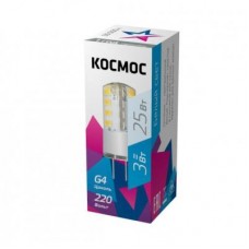 Лампа светодиодная 3Вт 220В G4 4500К КОСМОС LksmLED3wJCG4220v45