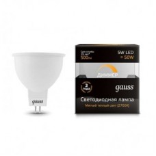 Лампа светодиодная LED 5вт 220в GU5.3-dim,теплый,Gauss