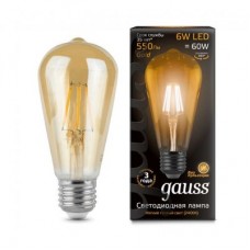 Лампа светодиодная LED 6вт 230в Е27 FILAMENT GOLD 2400K