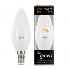 Лампа светодиодная LED 7вт, 230в, Е14, теплый, dim, свеча Gauss