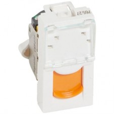 Механизм розетки комп. СП Mosaic 1мод. RJ45 UTP CAT.6A оранж. шторки Leg 076527