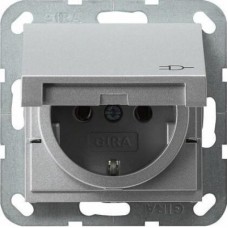 Розетка Gira System 55 Schuko с/з с крышкой 16A 250V безвинтовой зажим алюминий 045426