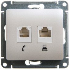 Механизм розетки комп. + телеф. 2-м СП Glossa RJ11 + RJ45 CAT.5E перламутр SchE GSL000685